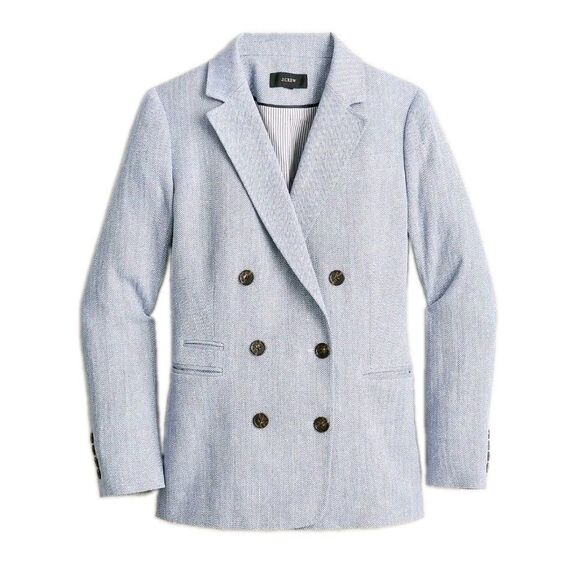 J. Crew Jackets & Blazers - J.Crew Blazer Size 14 Bristol Italian Linen Jacket Double Breasted Herringbone